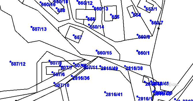 Parcela st. 660/15 v KÚ Čelkovice, Katastrální mapa