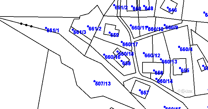 Parcela st. 660/16 v KÚ Čelkovice, Katastrální mapa