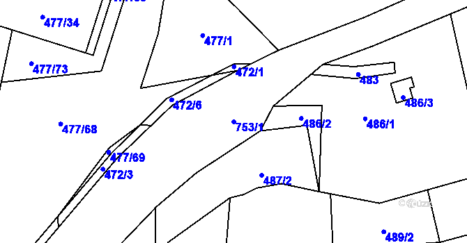 Parcela st. 753/1 v KÚ Čelkovice, Katastrální mapa