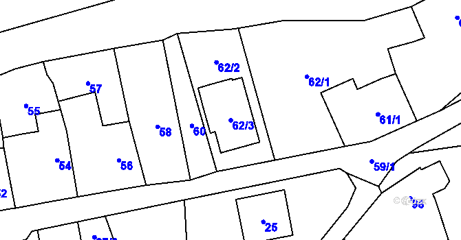 Parcela st. 62/3 v KÚ Čelkovice, Katastrální mapa