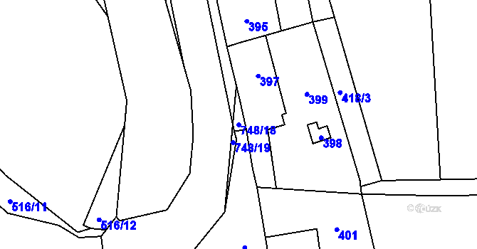 Parcela st. 748/18 v KÚ Čelkovice, Katastrální mapa