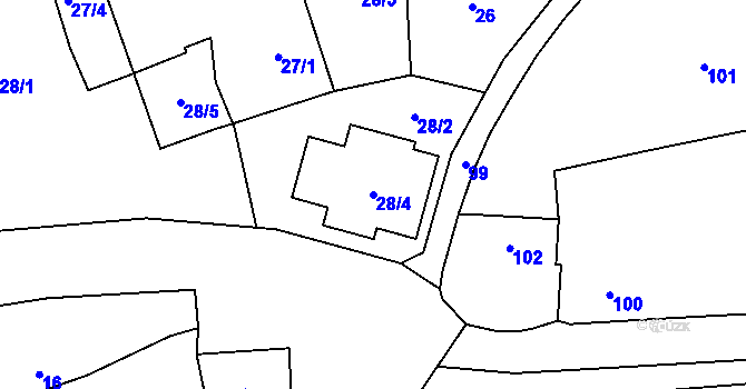 Parcela st. 28/4 v KÚ Čelkovice, Katastrální mapa