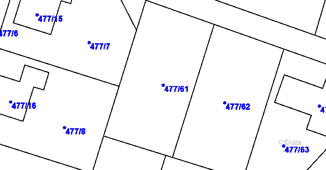 Parcela st. 477/61 v KÚ Čelkovice, Katastrální mapa