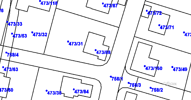 Parcela st. 473/88 v KÚ Čelkovice, Katastrální mapa
