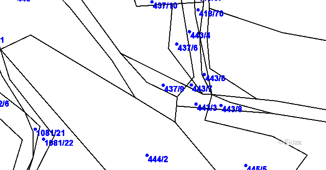 Parcela st. 437/9 v KÚ Čelkovice, Katastrální mapa