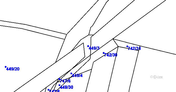 Parcela st. 449/3 v KÚ Čelkovice, Katastrální mapa