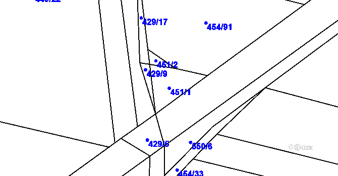 Parcela st. 451/1 v KÚ Čelkovice, Katastrální mapa
