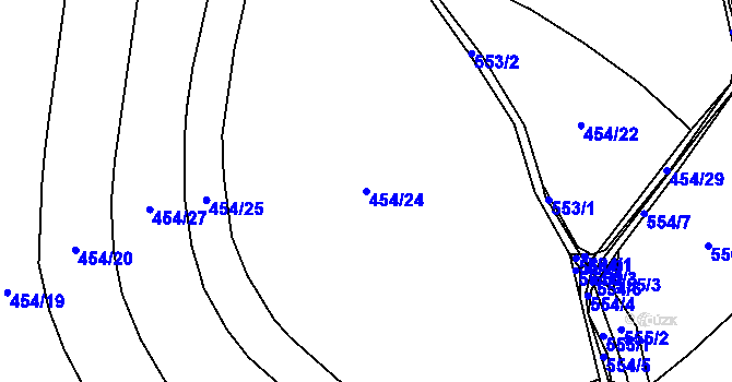 Parcela st. 454/24 v KÚ Čelkovice, Katastrální mapa