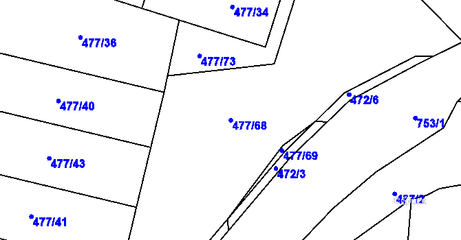 Parcela st. 477/68 v KÚ Čelkovice, Katastrální mapa