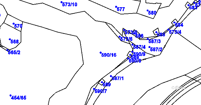 Parcela st. 590/16 v KÚ Čelkovice, Katastrální mapa