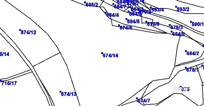 Parcela st. 674/14 v KÚ Čelkovice, Katastrální mapa