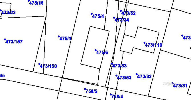 Parcela st. 475/6 v KÚ Čelkovice, Katastrální mapa