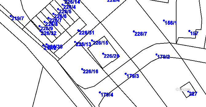 Parcela st. 226/28 v KÚ Čelkovice, Katastrální mapa