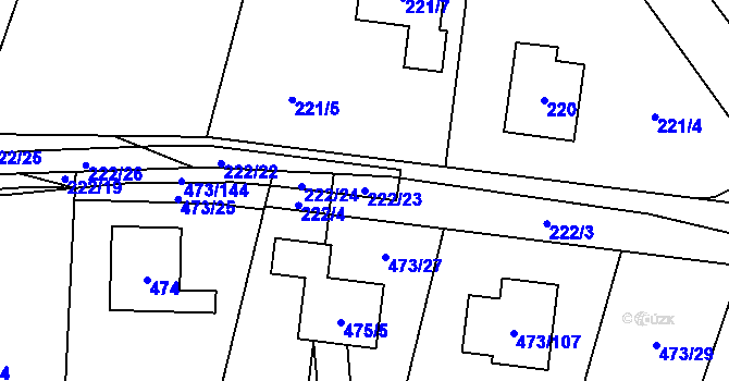 Parcela st. 222/23 v KÚ Čelkovice, Katastrální mapa