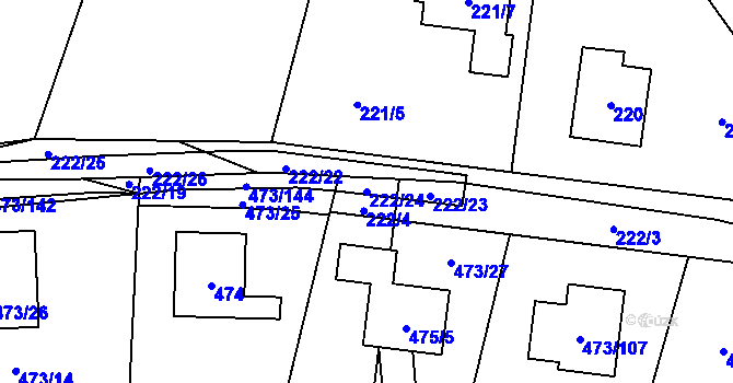 Parcela st. 222/24 v KÚ Čelkovice, Katastrální mapa