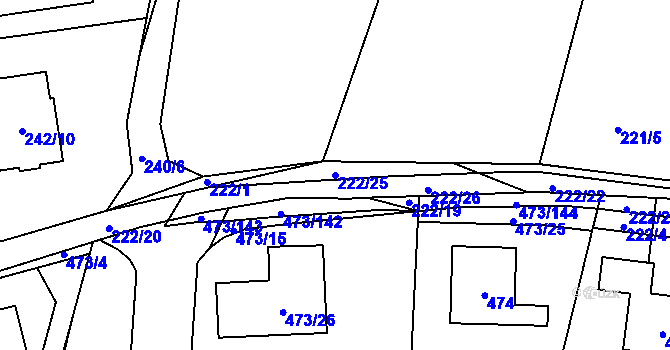 Parcela st. 222/25 v KÚ Čelkovice, Katastrální mapa