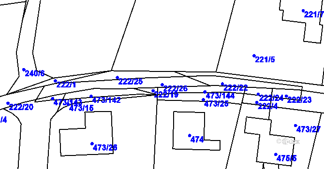 Parcela st. 222/26 v KÚ Čelkovice, Katastrální mapa