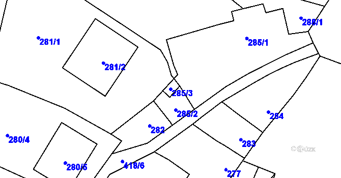 Parcela st. 285/3 v KÚ Čelkovice, Katastrální mapa