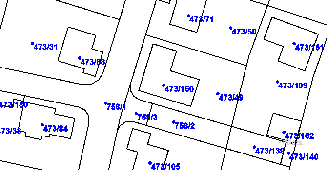 Parcela st. 473/160 v KÚ Čelkovice, Katastrální mapa