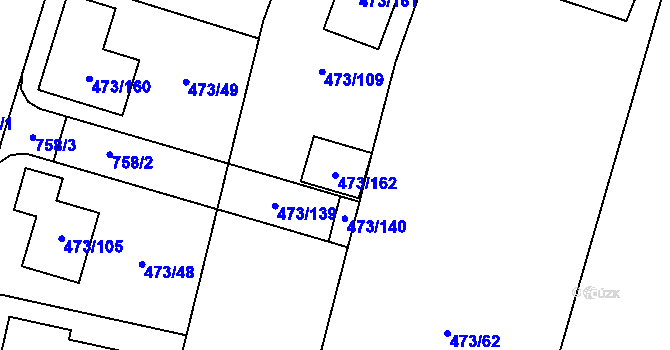 Parcela st. 473/162 v KÚ Čelkovice, Katastrální mapa