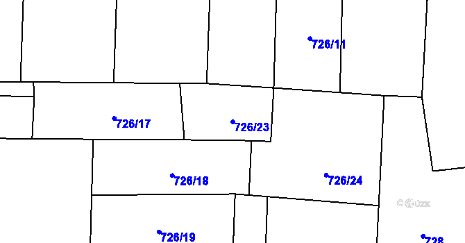 Parcela st. 726/23 v KÚ Čelkovice, Katastrální mapa
