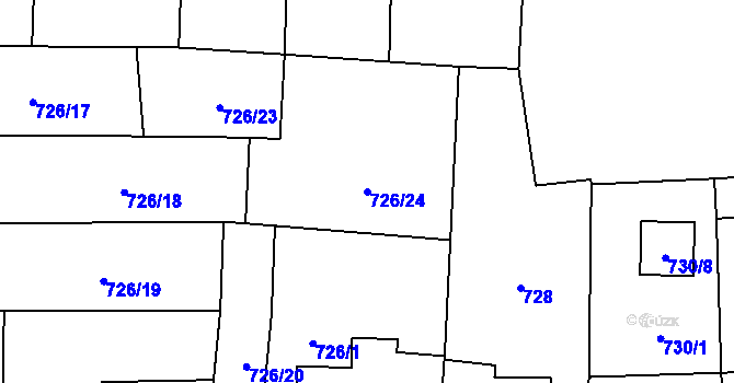 Parcela st. 726/24 v KÚ Čelkovice, Katastrální mapa