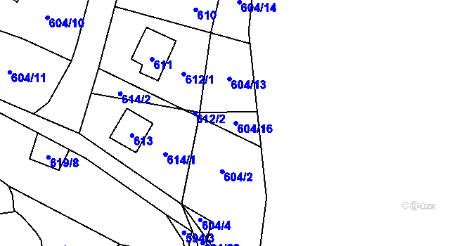 Parcela st. 604/16 v KÚ Čelkovice, Katastrální mapa