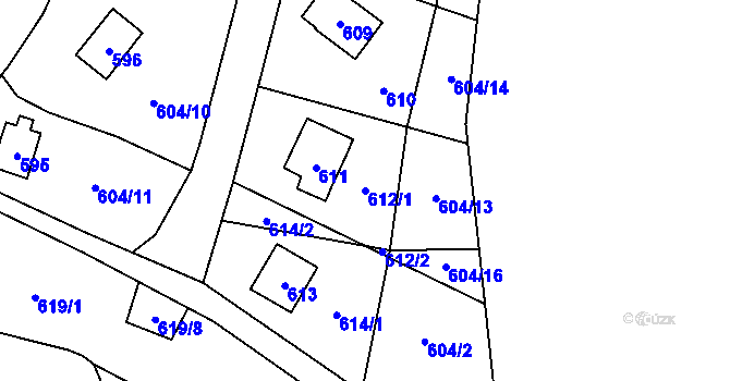 Parcela st. 612/1 v KÚ Čelkovice, Katastrální mapa