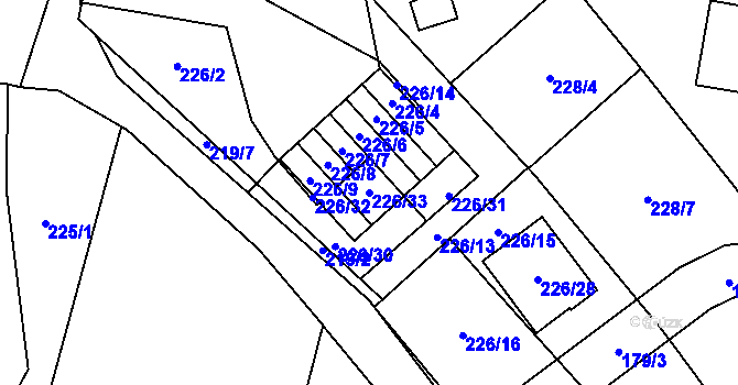 Parcela st. 226/33 v KÚ Čelkovice, Katastrální mapa
