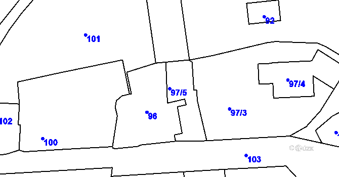 Parcela st. 97/5 v KÚ Čelkovice, Katastrální mapa