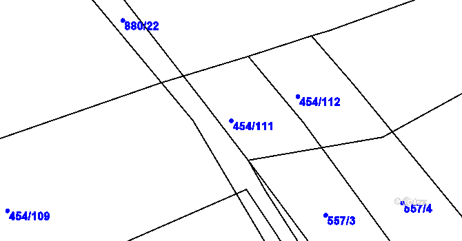 Parcela st. 454/111 v KÚ Čelkovice, Katastrální mapa