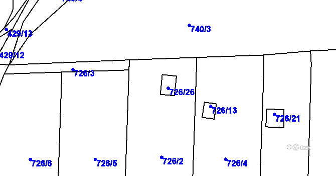 Parcela st. 726/26 v KÚ Čelkovice, Katastrální mapa