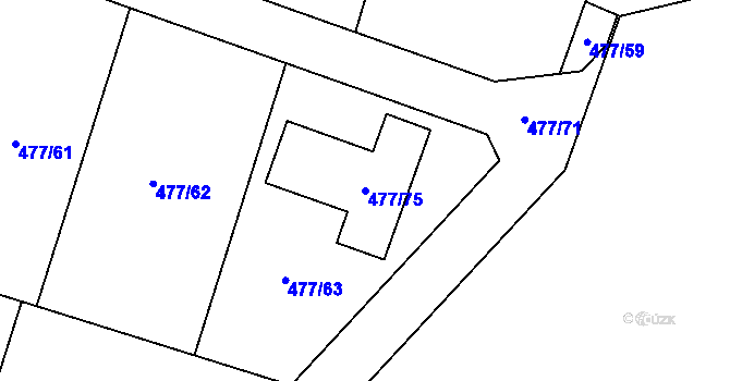 Parcela st. 477/75 v KÚ Čelkovice, Katastrální mapa