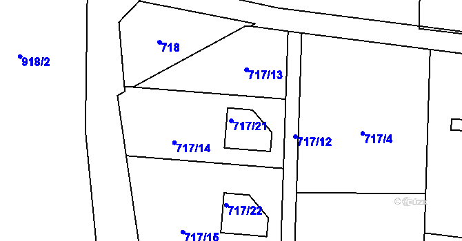 Parcela st. 717/21 v KÚ Čelkovice, Katastrální mapa