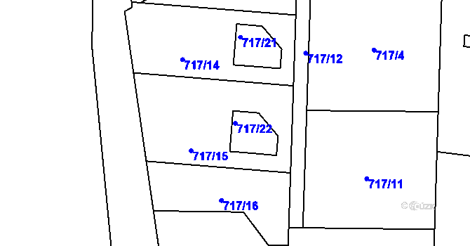 Parcela st. 717/22 v KÚ Čelkovice, Katastrální mapa