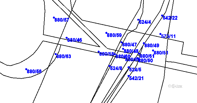 Parcela st. 880/58 v KÚ Čelkovice, Katastrální mapa