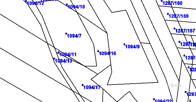 Parcela st. 1094/16 v KÚ Čeložnice, Katastrální mapa