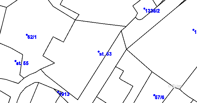 Parcela st. 53 v KÚ Čeminy, Katastrální mapa