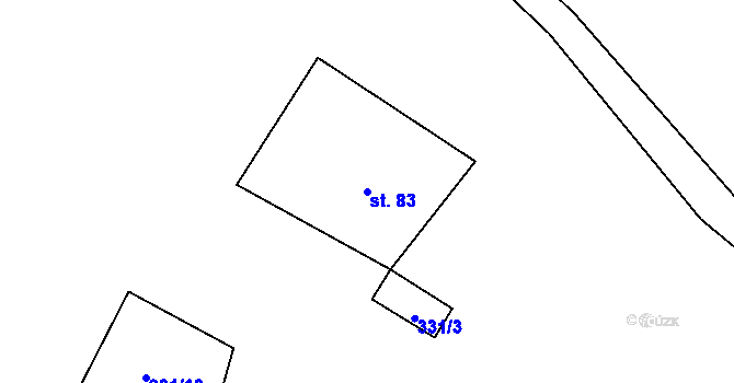 Parcela st. 83 v KÚ Čeminy, Katastrální mapa