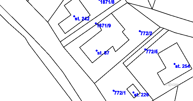 Parcela st. 87 v KÚ Čeminy, Katastrální mapa