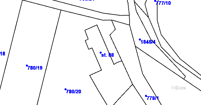 Parcela st. 88 v KÚ Čeminy, Katastrální mapa