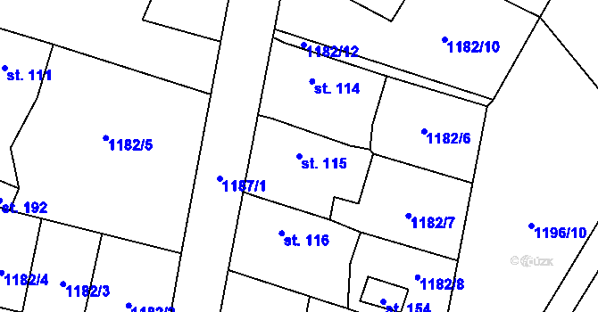 Parcela st. 115 v KÚ Čeminy, Katastrální mapa