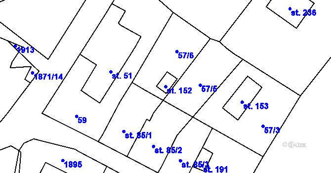Parcela st. 152 v KÚ Čeminy, Katastrální mapa