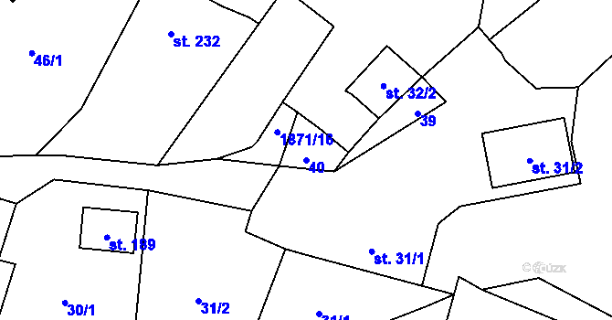 Parcela st. 40 v KÚ Čeminy, Katastrální mapa