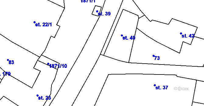 Parcela st. 74 v KÚ Čeminy, Katastrální mapa