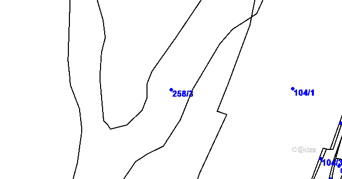 Parcela st. 258/3 v KÚ Čeminy, Katastrální mapa