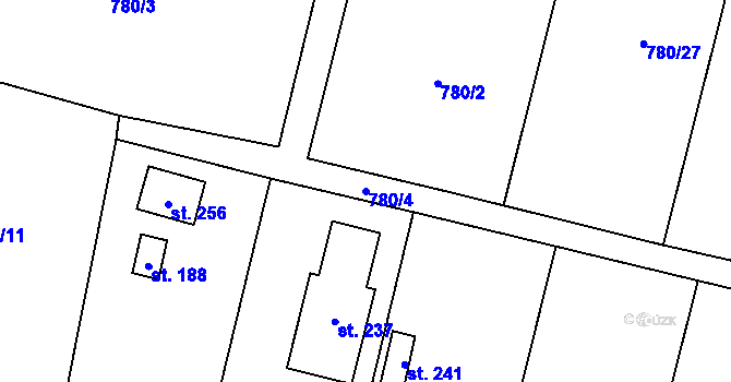 Parcela st. 780/4 v KÚ Čeminy, Katastrální mapa