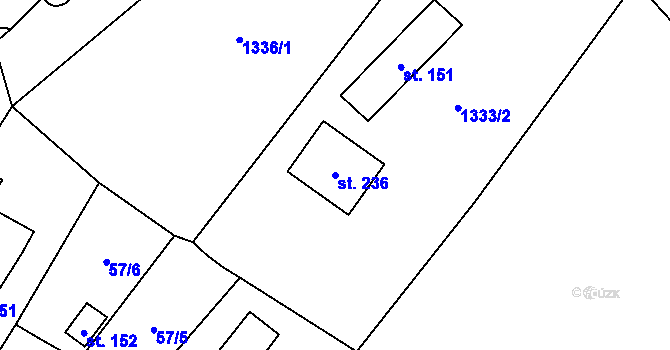 Parcela st. 236 v KÚ Čeminy, Katastrální mapa