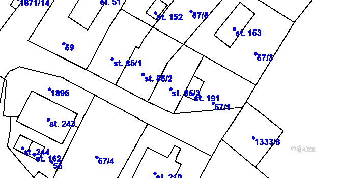 Parcela st. 85/3 v KÚ Čeminy, Katastrální mapa