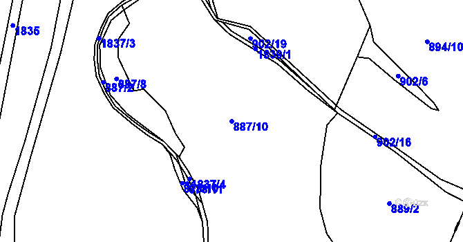 Parcela st. 887/10 v KÚ Čeminy, Katastrální mapa
